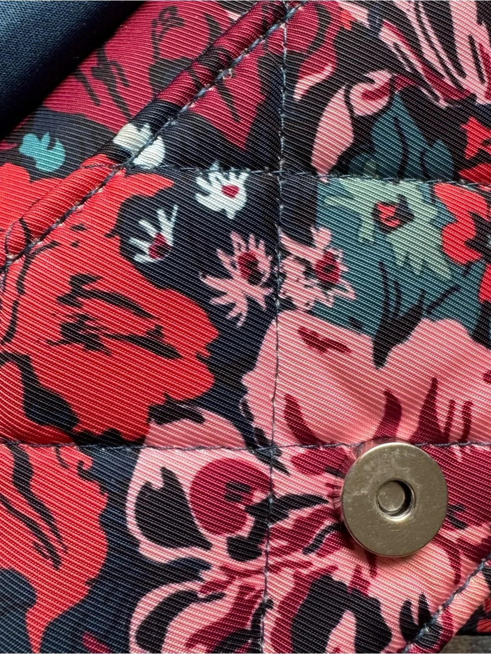 Vera Bradley Quilted Floral Wristlet in Red, Pink & Teal